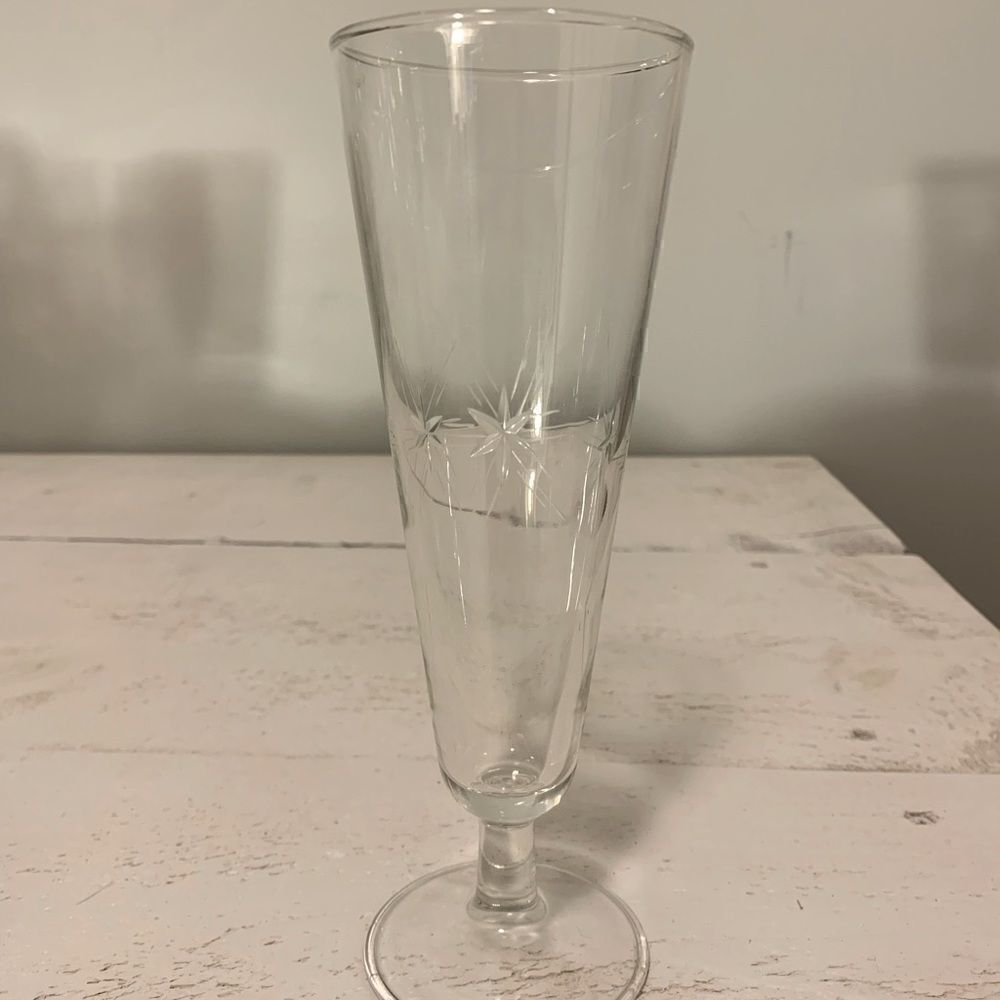 Floral Engraved Beer Glass 